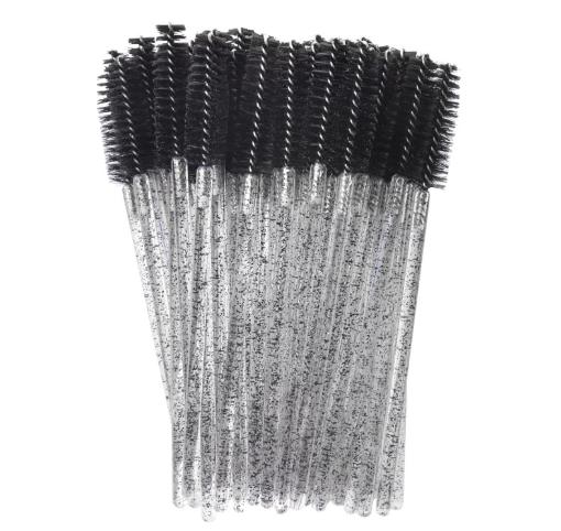 2024 Hot Sale Crystal Shine Eyelashes Mascara Brushes Private Logo Diamond Eyelashes Nylon Fan Brush Make-Up Tool