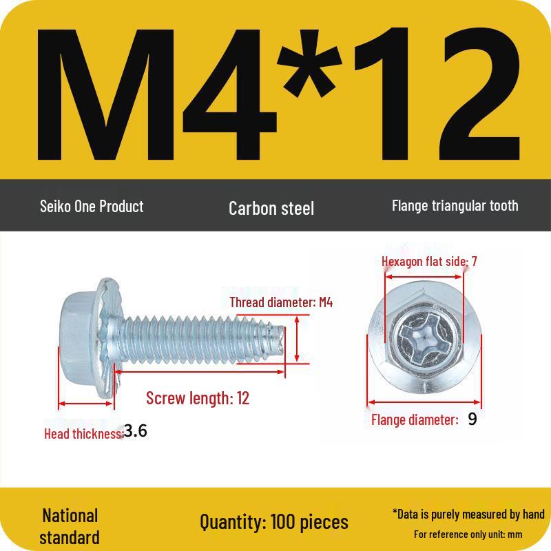 Grade 10.9 Galvanized Hex Flange Anti-slip Self-locking Triangular Thread Self-tapping Screw