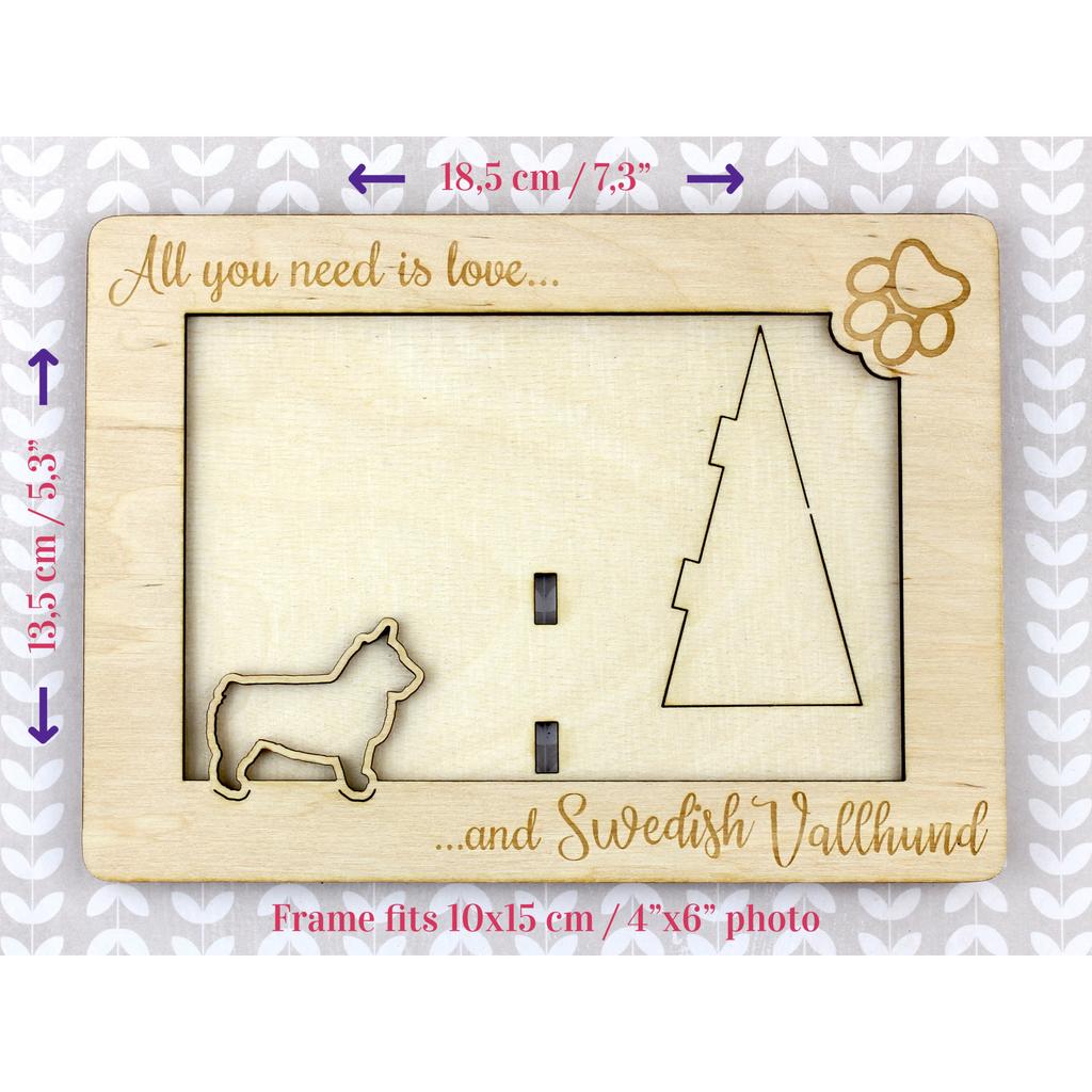 Swedish Vallhund, Swedish Cattle Dog, Swedish Shepherd - Photo Frame, Engraved Wooden Frame, a Lovely Gadget for the Dog Lover by Art-Dog