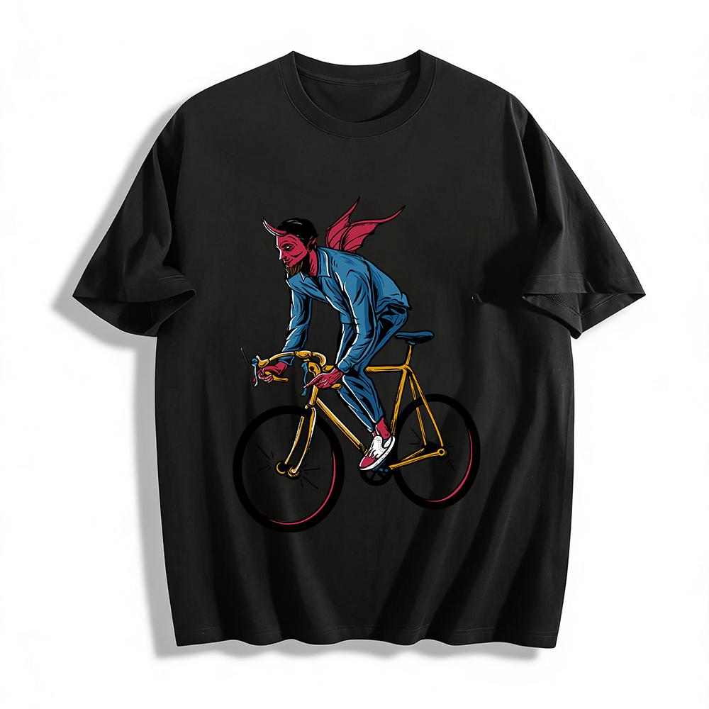 

Vintage Devil Riding Graphic Print Casual Top Pure cotton T-shirt XXS