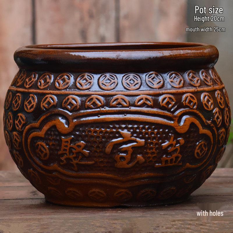 Handmade Coarse Pottery Flower Pot - Large Ceramic Jar for Bougainvillea & Hydrangeas