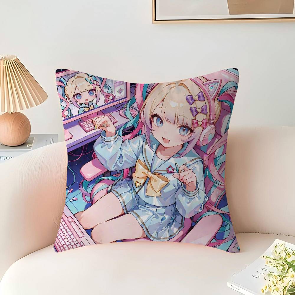 Anime Kangel Pillowcase Bedroom Sofa Decorative Cushion Cover With Zipper Soft Cushion Cover