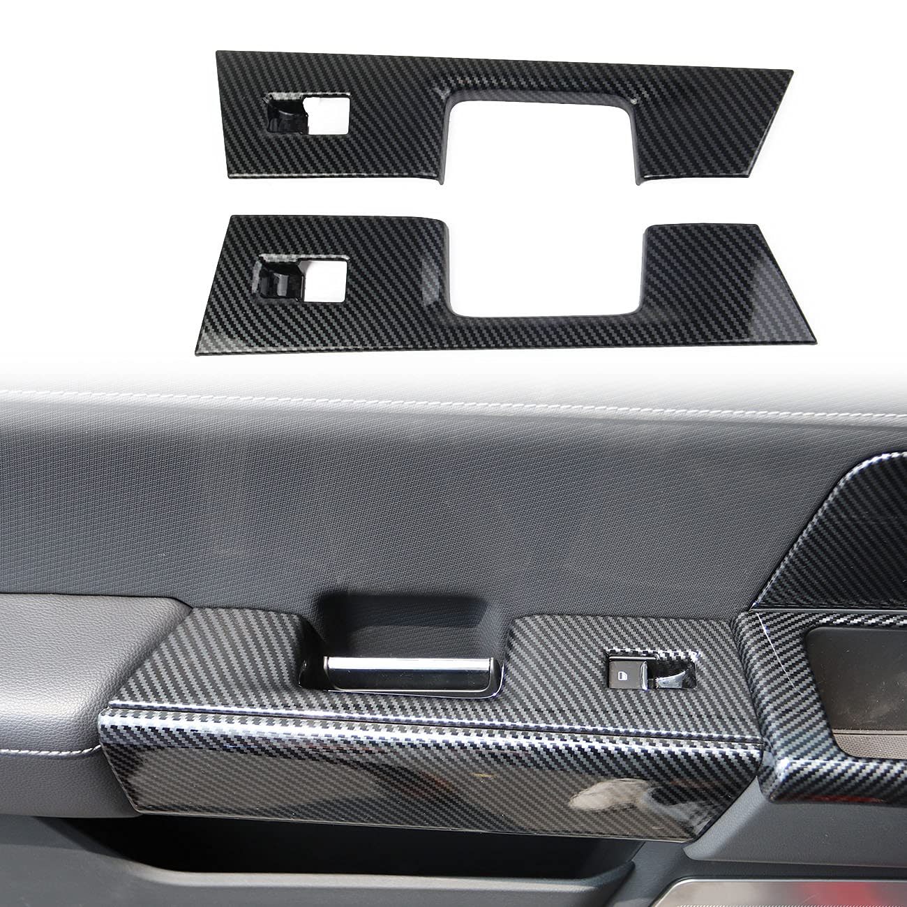 

Korlot Carbon Fiber Interior Front Door Window Switch Panel Cover Trim for Ford F150 2021+ Decoration Accessories rear door