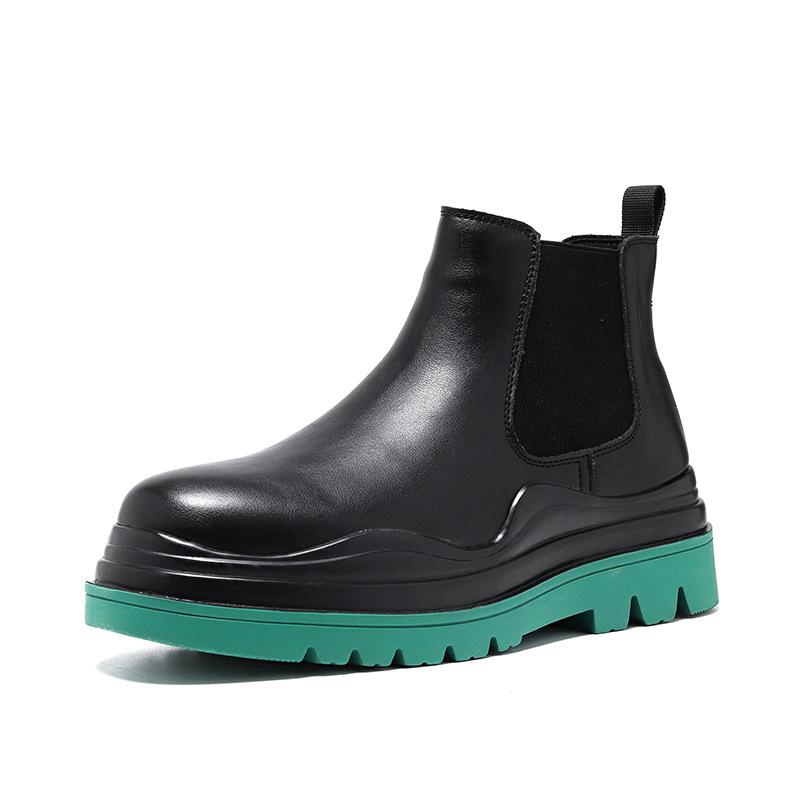 

Trend British Chelsea Men s Boots 2025 Spring ins Smoke Boots Medium Top Green Bottom Martin Boots 59001-R 44 зелений