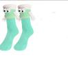 Magnetic Couple Socks with Embroidered Eyes and Holding Hands Design