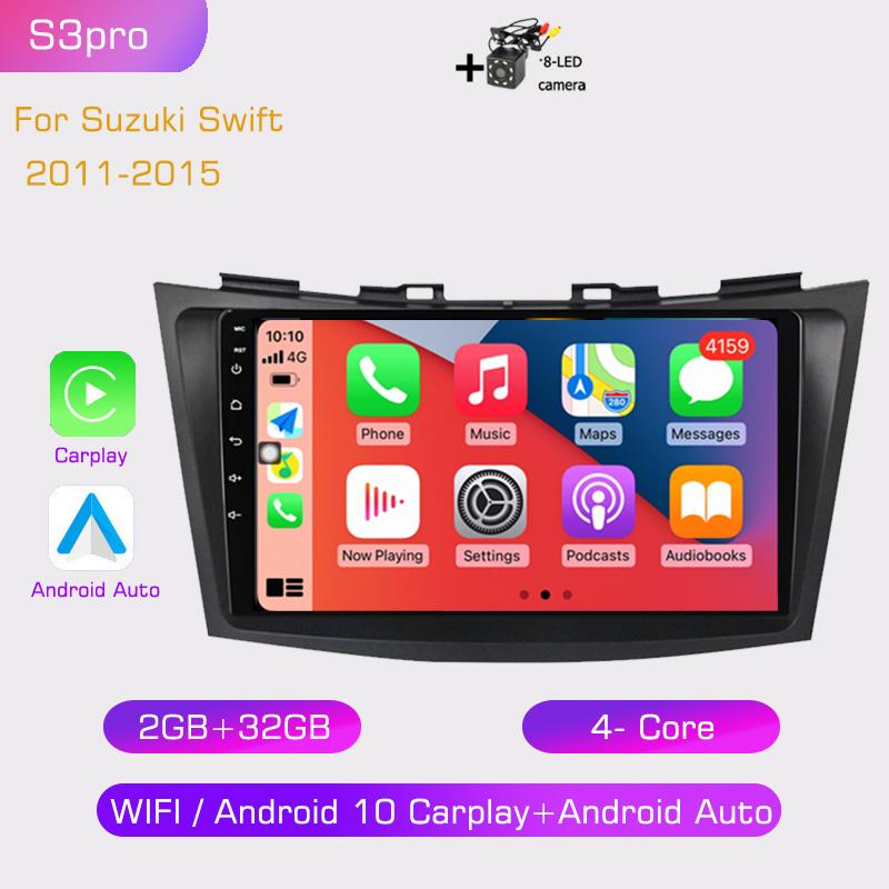 2din 8G+128G Android 10 Car Radio Multimedia Player Carplay Auto GPS Navigation NO DVD For Suzuki Swift 4 2011-2015