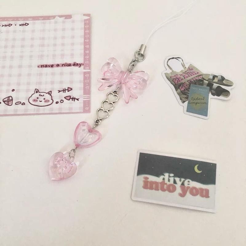 Beautiful Beaded Phone Charm Butterfly Chain Keychain Fashion Accessory Bag Pendant Keyring for Phones and Backpacks