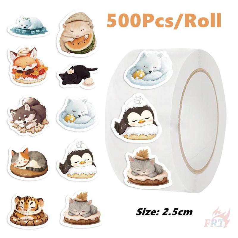 

500 шт./рулон Наклейки с милыми спящими животными для поощрения детей - DIY Декор для скрапбуков, альбомов, запечатывающие наклейки