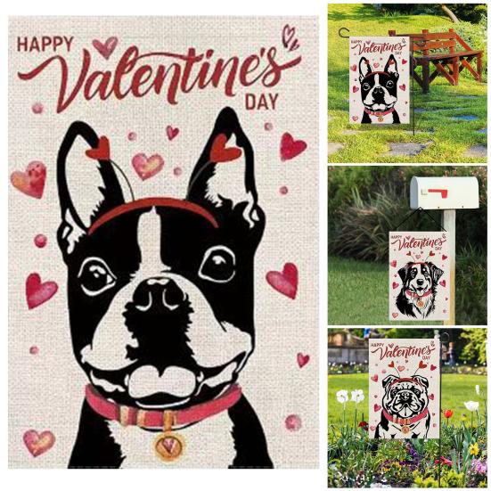

Садовый флаг на День святого Валентина, собака-терьер, буквенный узор, флаг с собакой, двусторонний, годовщина свадьбы, двор, уличный декор A