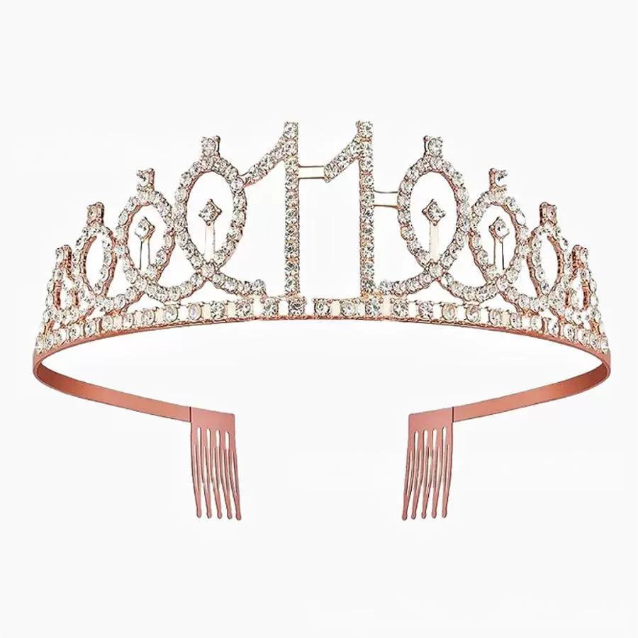 First Birthday Number Crown Water Diamond Headband  Ball Hair Accessory Anti Slip Cake  Decoration Alloy Hair Band