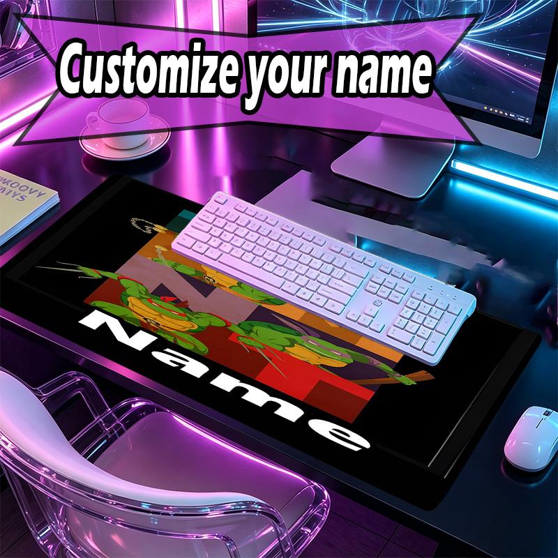Custom Name Personalized Teenage Mutant Ninja Turtles Pattern Mousepad, Laptop PC Desk Mat, Decorative Desk Mat for Home Keyboard Pad Gift