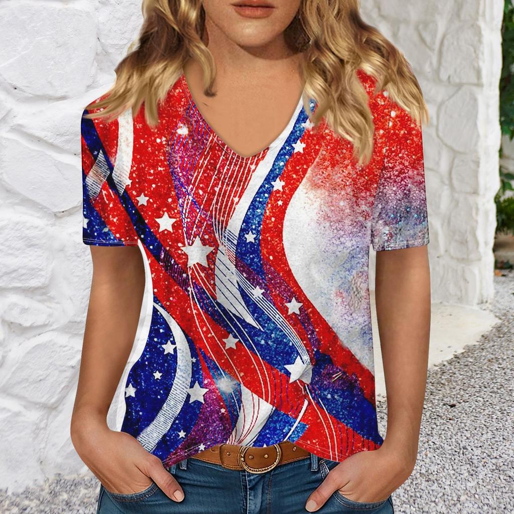 Trička s krátkým rukávem a výstřihem do V pro ženy, módní topy, moderní lehký měkký ležérní letní top