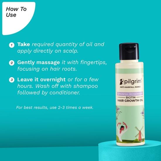 Pilgrim Spanish Rosemary & Biotin Hair Growth Oil To Control Hair Fall & Strengthens Hair 100ml | Reduces Hair Fall | Strengthens Hair