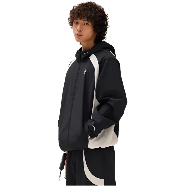 Anta Bequeme Schlichte Farbblock Vielseitige Lockere Kapuzen-Zip-Jacke Unisex-Jacke 172531601-5