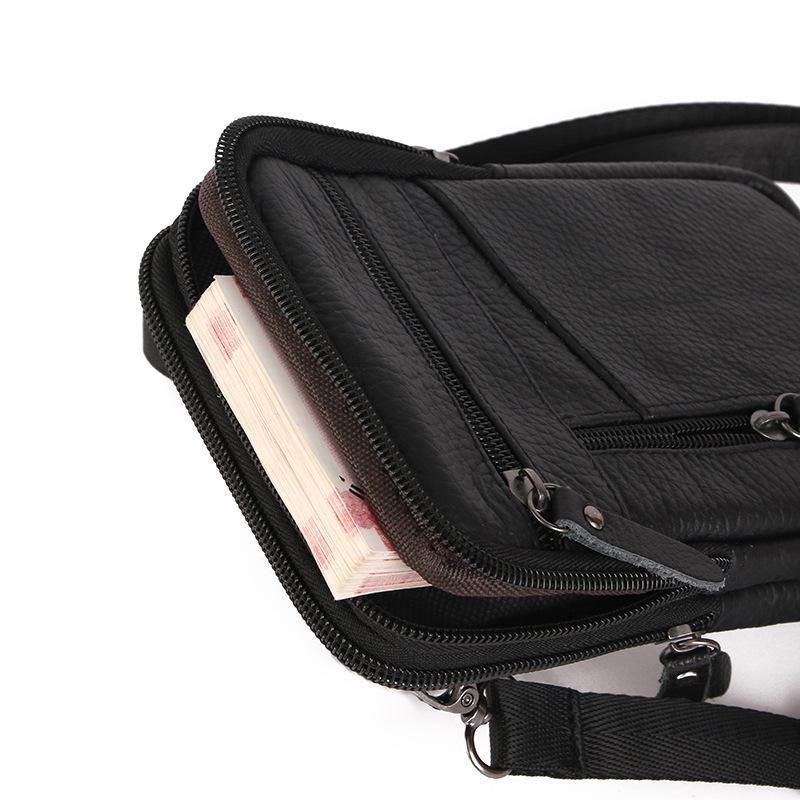 Men's Large Capacity Crossbody Waist Bag - Multi-functional Cowhide Phone Bag with Lanyard, Wearable On Belt for Returning Customers