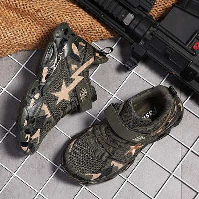 Kids Camouflage Mesh Sneakers Outdoor Camp School Sports Non-Slip Breathable Running Shoes Unisex
