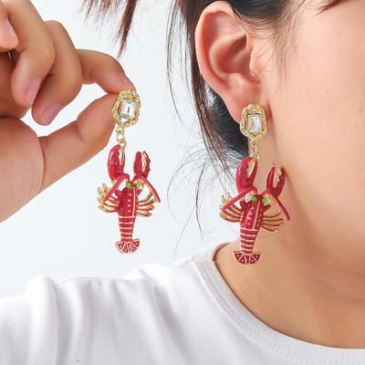 Trendige Süße Hummer Ohrstecker für Damen Tier Ohrring Mode Emaille Statement Meeresstil Schmuck Ohrringe Accessoires