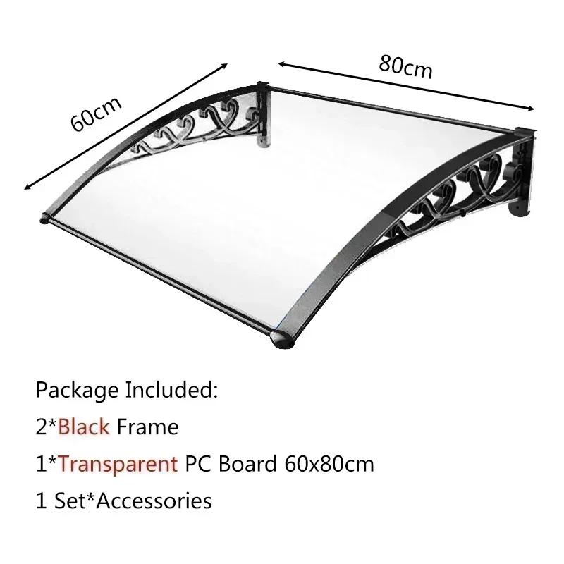 Sunshade Polycarbonate Sunshade Aluminum Alloy Bracket Door and Window Eaves Rain Cover Large-sized Silent Awning