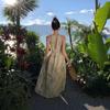 New Chinese Sleeveless Smudge Neck Dress for Women's Summer High-end Off-the-shoulder Seaside Vacation Dress