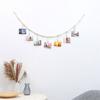 Hanging Photo Display with 9Clips Photo Holders for Hanging Wooden Beads Garland Collage Picture Frame Wall Decors