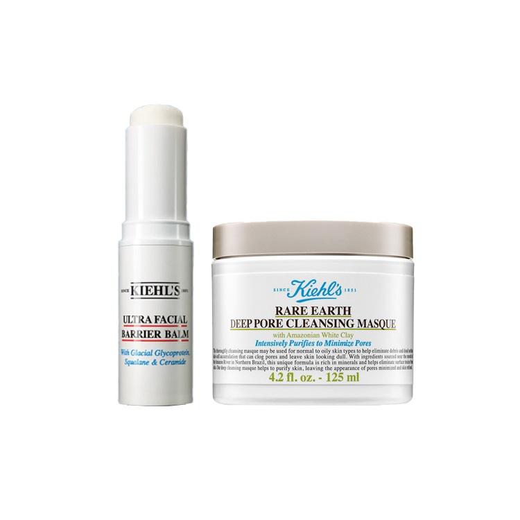 

Kiehl s Rare Earth Deep Pore Minimizing Clay Mask & Ultra Facial Skin Barrier Repair Balm Set Facial Mask 125ml+Hydrating Stick 9ml