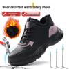 Zimowe buty robocze damskie: Anty-zmiażdżeniowe, Anty-przebiciowe, Wyściełane aksamitem, Odporne na ścieranie, Wygodne Buty Bezpieczeństwa na Place Budowy