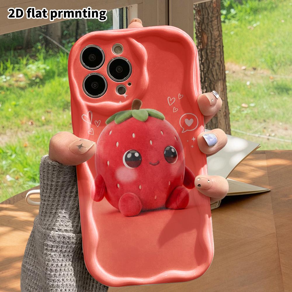 Phone case: 2D flat design suitable for iPhone 18 17 16 15 14 13 Pro protective case, strawberry doll, perfect Christmas and Halloween holiday gift