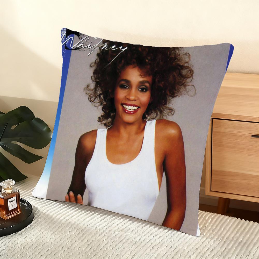 Cushion Cover Silky Short Plush Home Sofa Cushion Cover - Invisible Zipper Home Decoration Whitney Houston Album