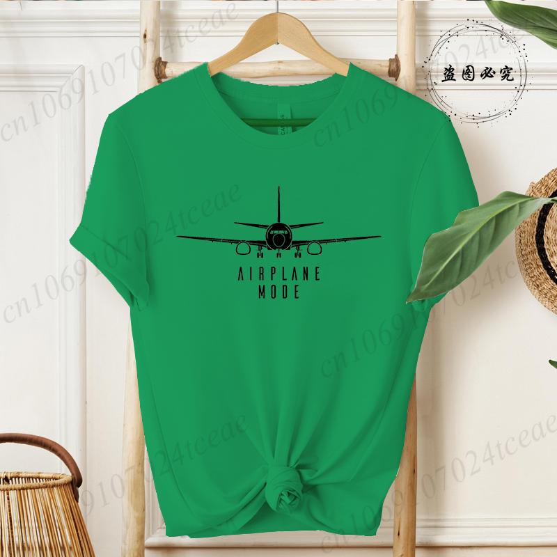 Summer Airplane Mode Print Tshirts Unisexs Fashion Casual Short Sleeve Tee Streetwear Graphic Tops for Unisex Clothing LW03