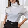 Women's Off Shoulder One Sleeve Long Sleeve Blouse Solid Color White Top with Buttons