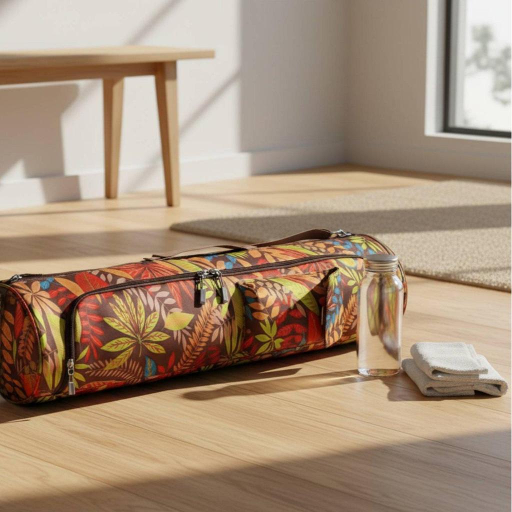 Waterproof Exercise Bag Floral Pattern Cylindrical Zippered