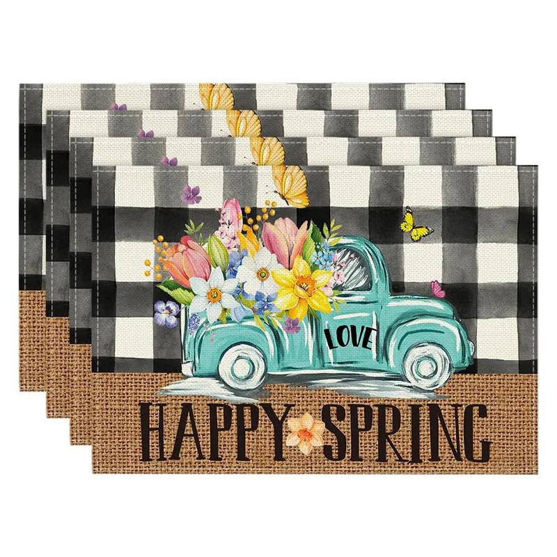 Linen Meal Mat for Spring and Summer, Sunflower Flowers Kitchen Decoration, Dining Table Insulation and Anti Fouling Mat
