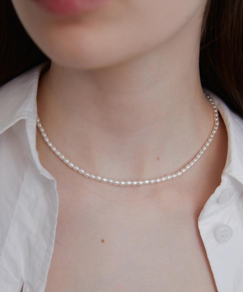 Byhyeres Macaroon Rice Pearl Necklace 4Mm (White) Bh7N4A724Wb400