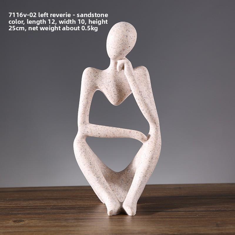 European Style Resin Sculpture For Home Office Desk Decor With Thoughtful Pose