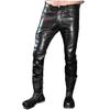 European & American Men's Solid Color Stretch PU Leather Motorcycle Pants