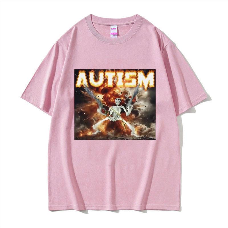 Autistic Funny Skeleton Meme Graphic T Shirt Men Fashion Gothic Retro T Shirts Male ONeck Oversized Short Sleeve Tshirt Unisex