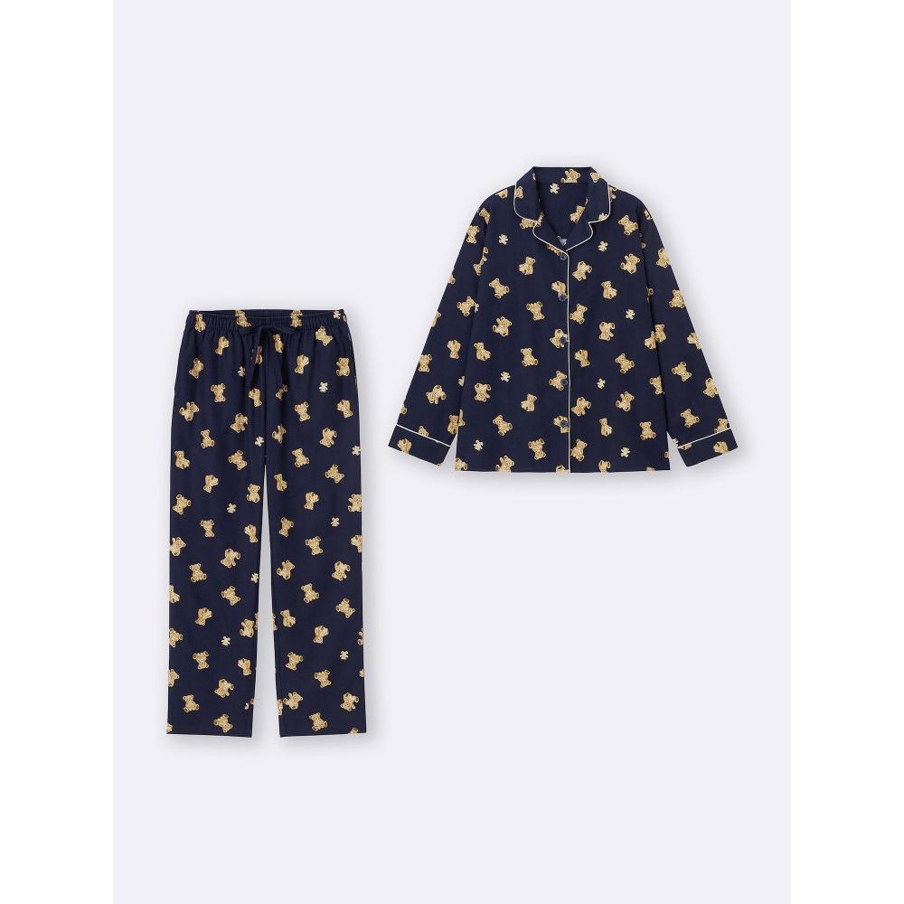 Gu By Uniqlo Flannel Pajama  Long Sleeve   Long Pants   Bear 