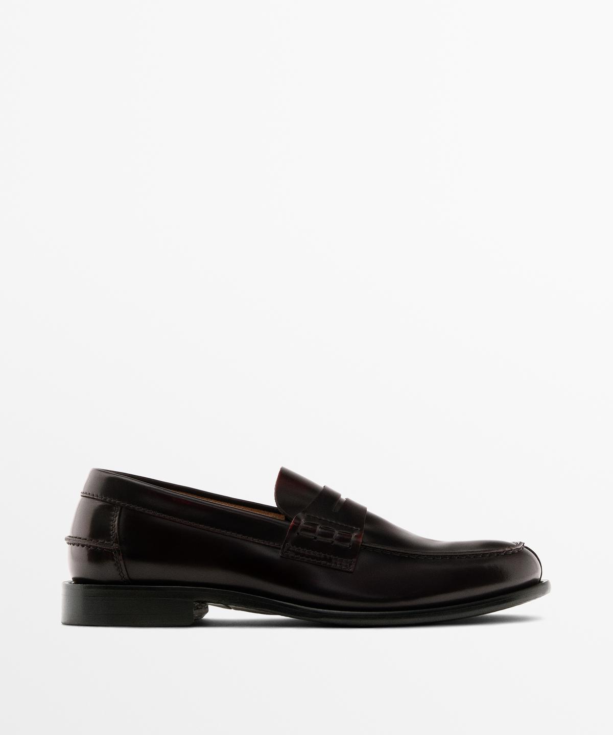 Massimo Dutti Leather Penny Strap Loafers