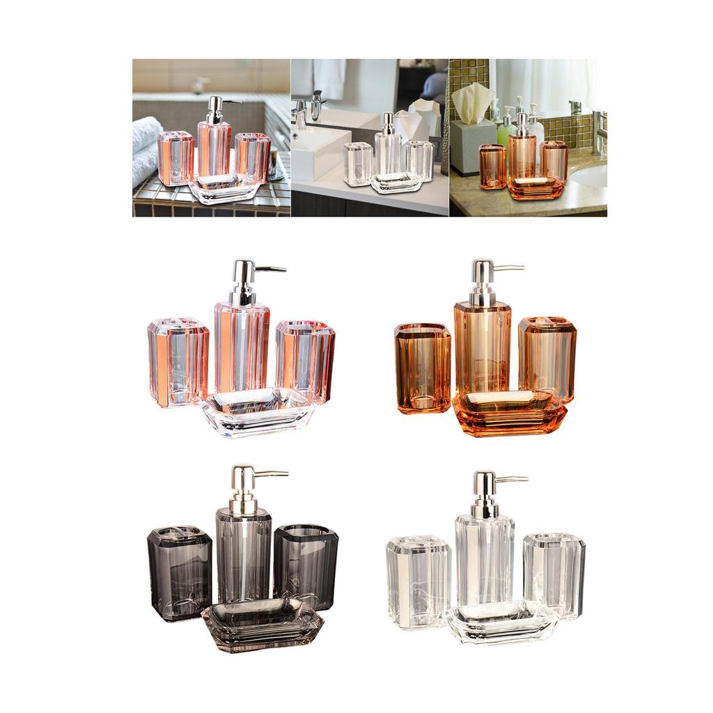 4 Stück Badezimmerzubehör Waschtischzubehör Set Transparentes Toiletten-Zubehörset Acryl Seifenschale Zahnbürstenhalter für Haushalt Dekoration