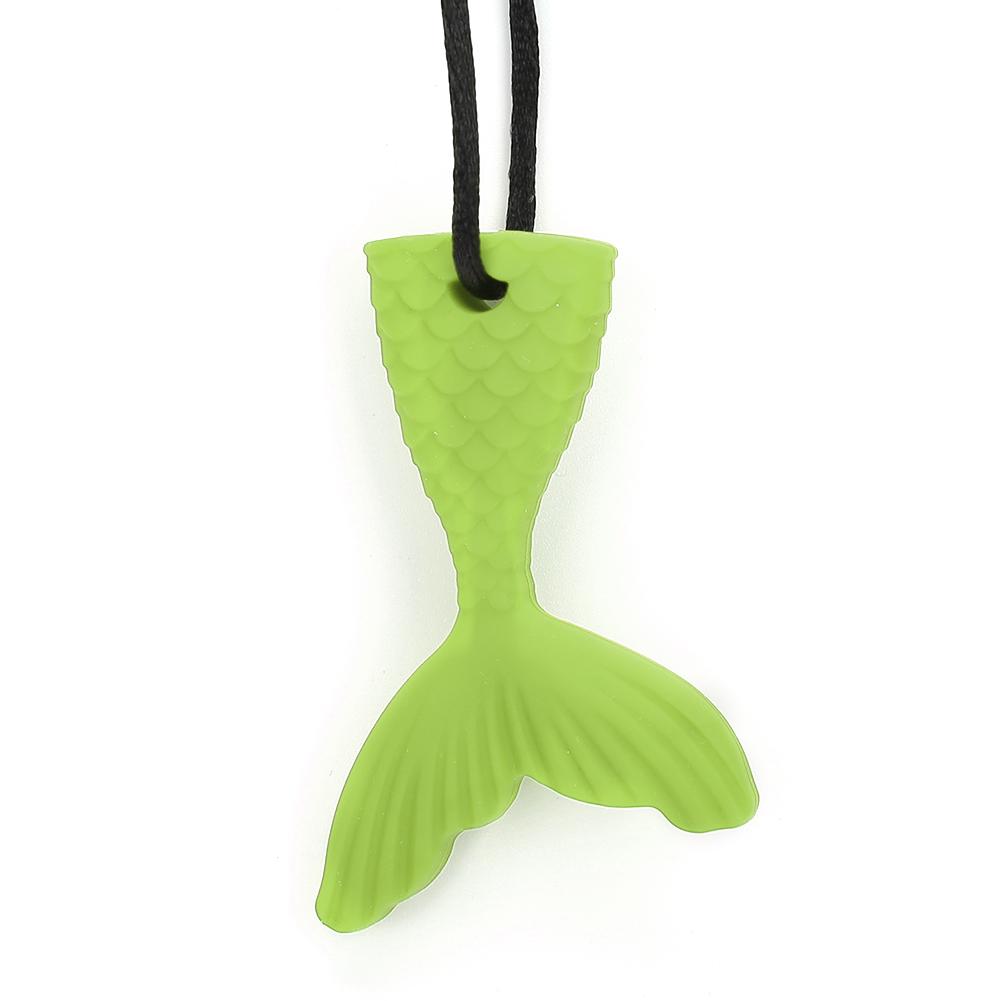 

Silicone Fish Tail Shape Teether Baby Chewing Pendant Necklace Teething StickGreen зелёный