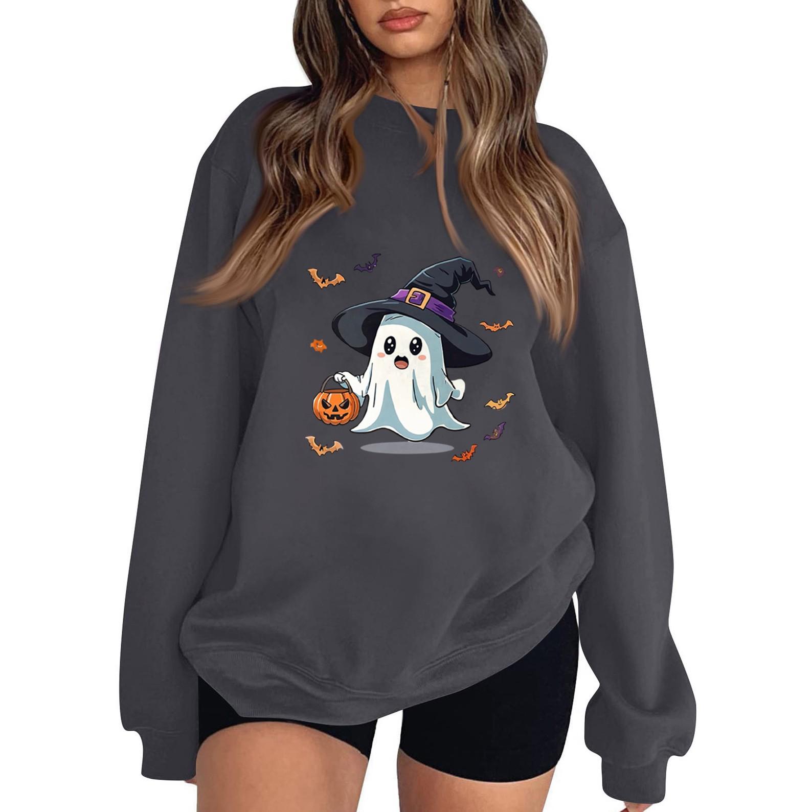 Женская модная повседневная толстовка с длинным рукавом и принтом на Хэллоуин XL