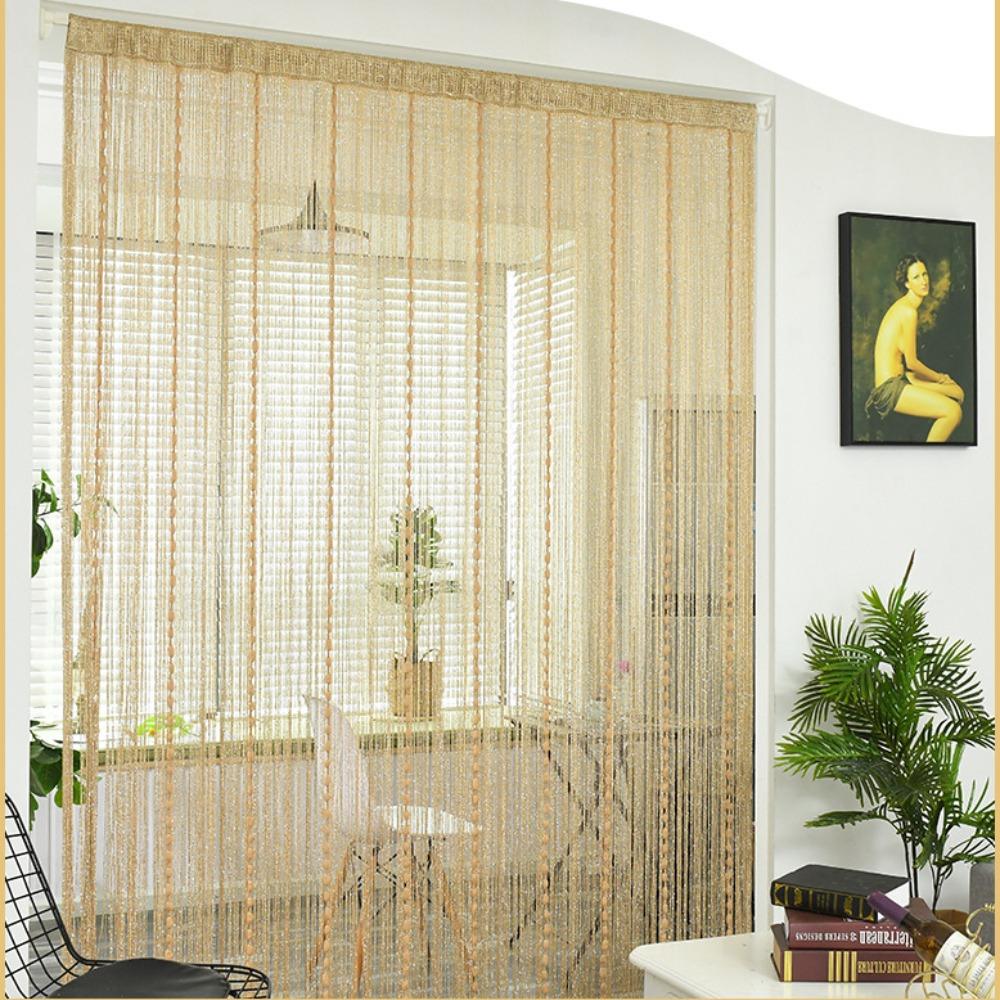 2m X 1m Door String Curtain Flat Ribbon Thread with Shaggy Tassel Room Divider Home Decor Sequin Curtain for Doorway Door String Curtains