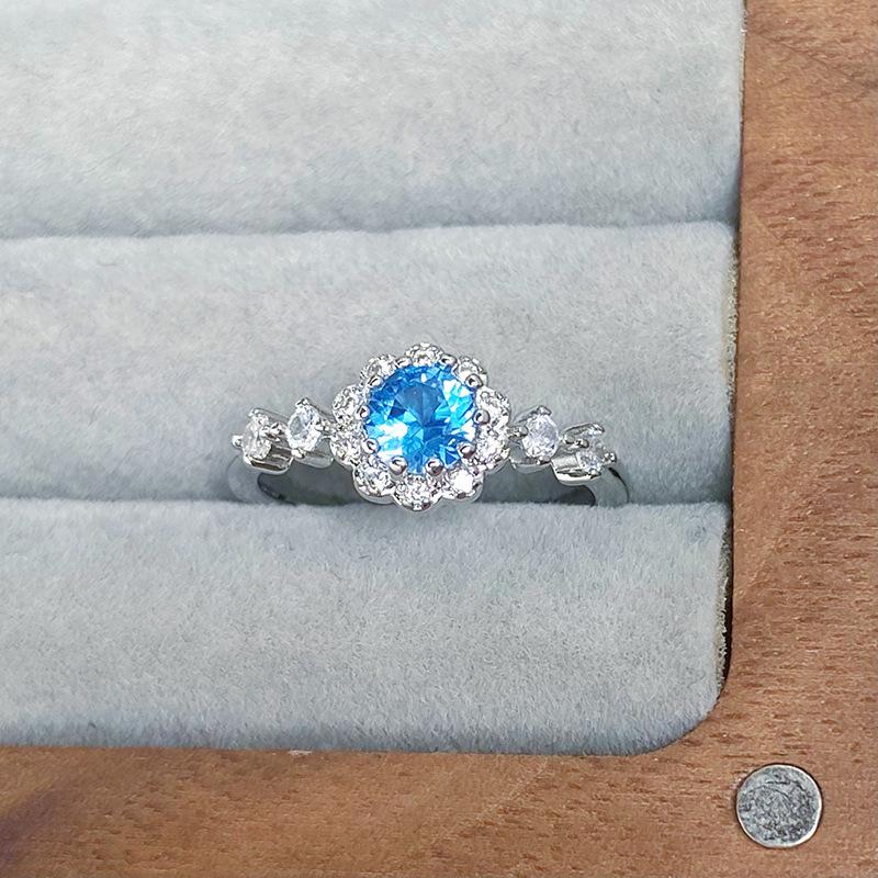 [Symphony Color Qi Ring] Color Treasure Small Sugar Cube Full Of Diamonds Zir*****Pening Ring Light Luxury Advanced Sense Niche Stacking Ring