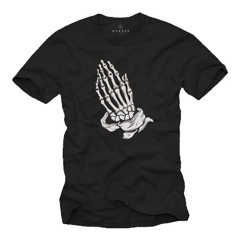 Mens T-Shirt Black - Jesus Christ Praying Hands Christian Theme Pray