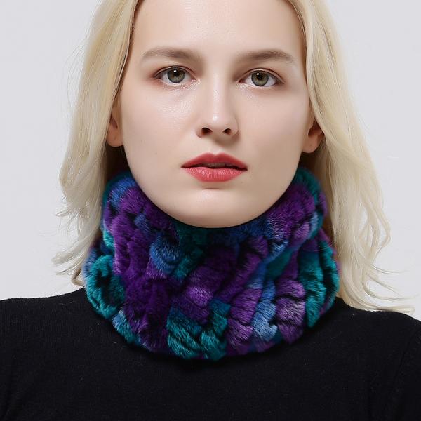 Rabbit Fur Scarf Women Winter Warm Knitted Neck Warmer Fashion Stylish Ring Scarves