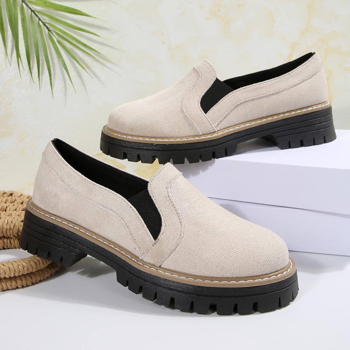 

2025 новый летний большой размер повседневные сандалии ветер женская обувь толстый каблук платформа ретро одинарная обувь 43 бежевый