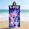 K-POP Theme Microfiber Beach Towel, Lightweight Absorbent Towel for Outdoor Travel Camping