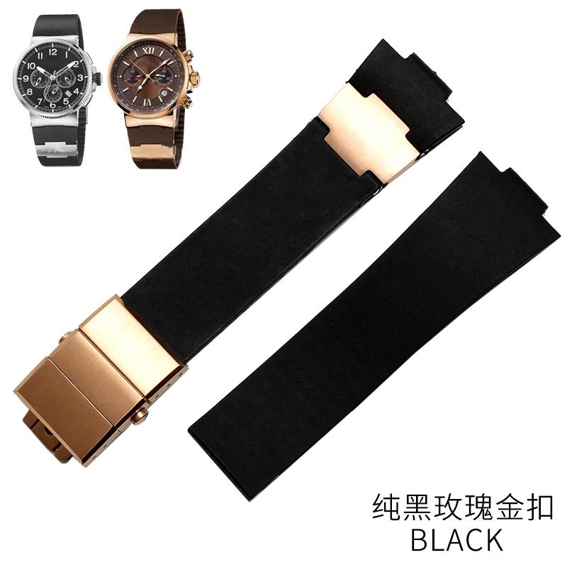 Rubber wristwatch strap silicone wristwatch strap with Ulysse Nardin blue black brown 25 * 12mm  men  tools watchband 22-20mm