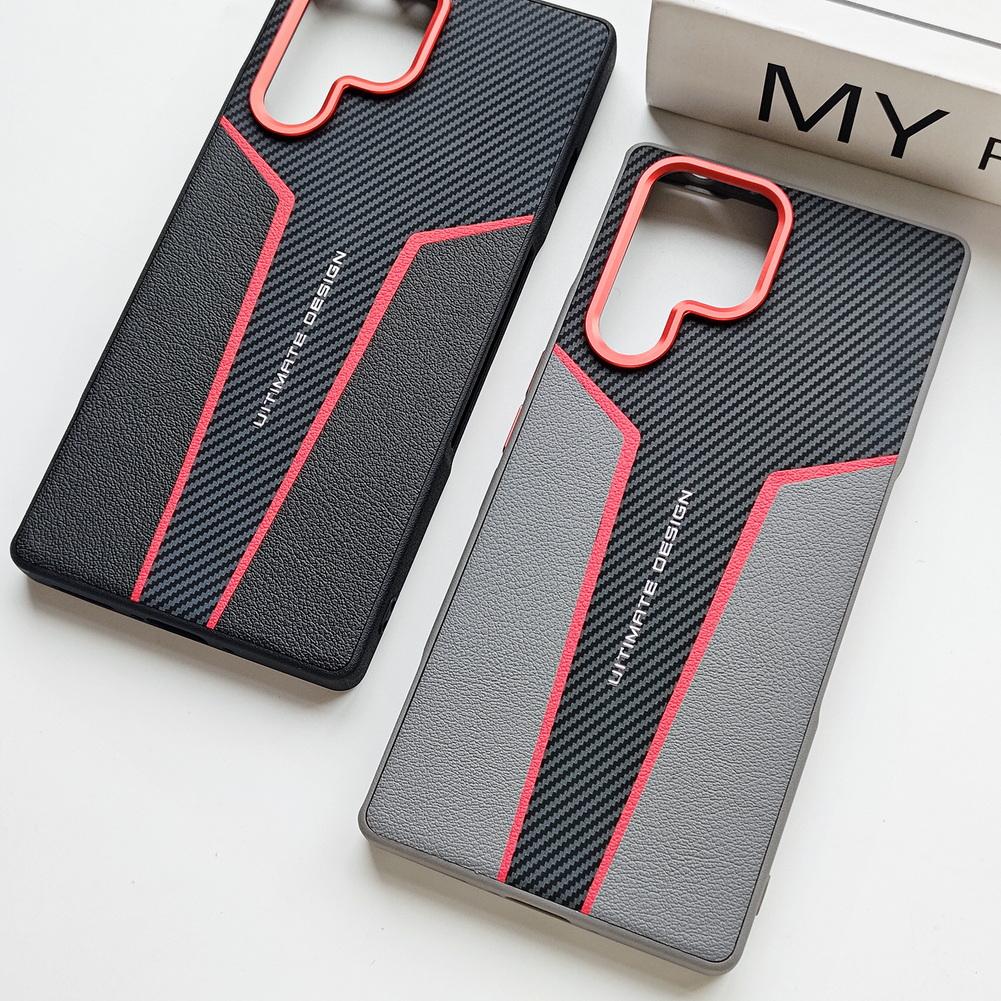 Red Spliced Carbon Fiber Leather Phone Case For ZTE Nubia RedMagic 11 Pro+ RedMagic11 Pro Lens Heightening Protects Camera Cover