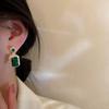 New 2025 Green Color Women Earrings Geometric Statement Korean Fashion Crystal Elegant Dangle Earrings Aretes De Mujer Modernos